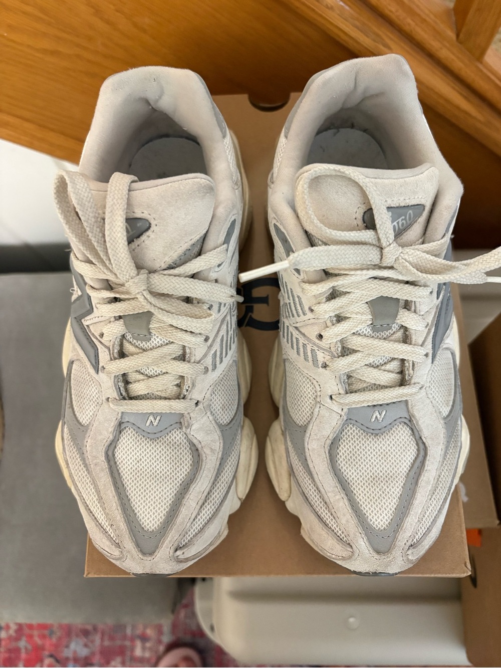 New Balance Women’s 9060 White and Gray Sneakers